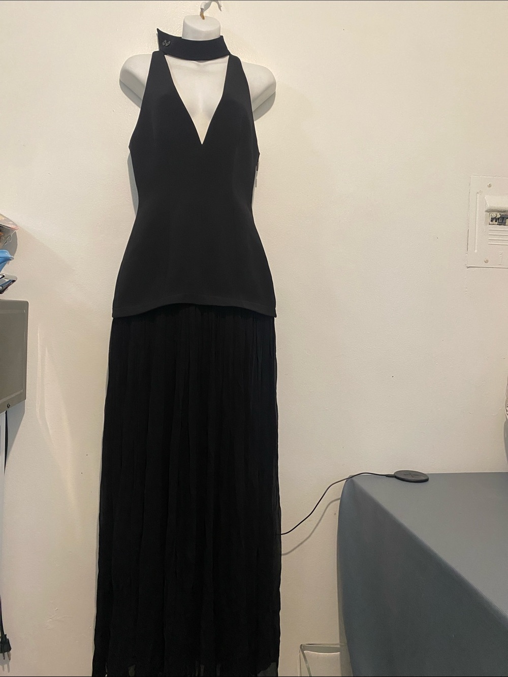 Lovers + Friends Black Choker V-Neck Maxi Dress